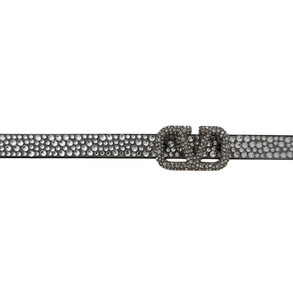 Valentino Garavani VLogo Signature Gürtel mit Kristallen 10 mm Silber / neuwertig Valentino