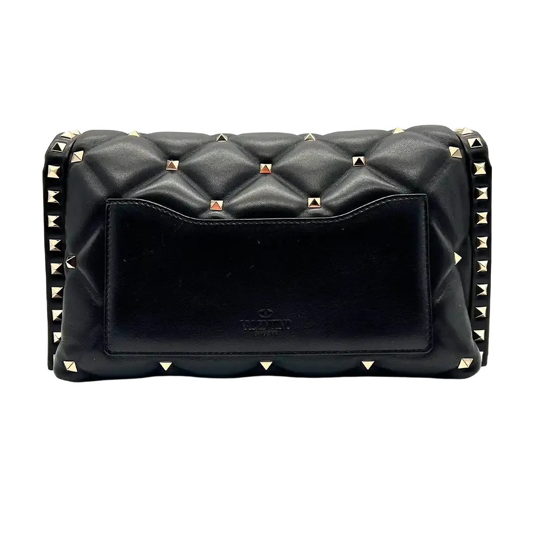 Valentino Candystud Schultertasche gestepptes Leder schwarz / sehr gut Echtheitscheck