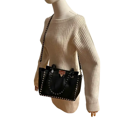 Valentino Garavani Rockstud Shopper Bag Leder schwarz / sehr gut Valentino