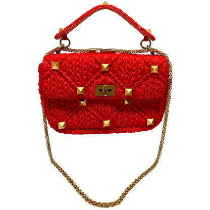 Valentino Roman Stud Spike Medium Wolle Orange / Sehr gut - Echtheitscheck
