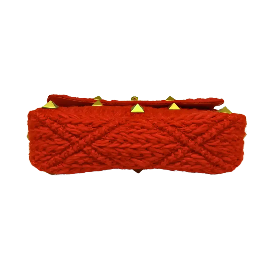 Valentino Roman Stud Spike Medium Wolle Orange / Sehr gut - Echtheitscheck