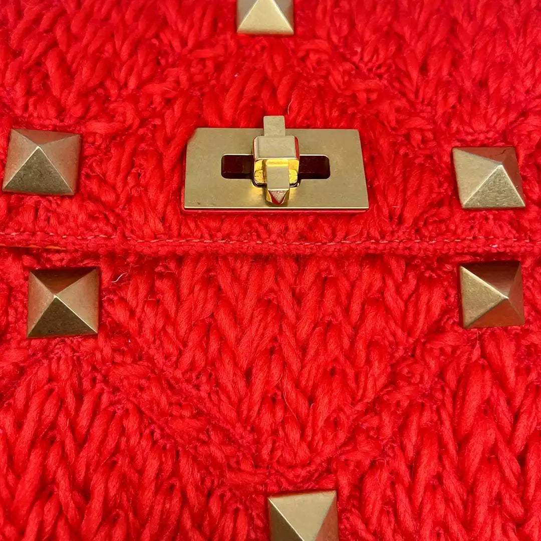 Valentino Roman Stud Spike Medium Wolle Orange / Sehr gut - Echtheitscheck