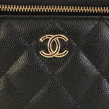 Chanel Vanity A Chain Kaviarleder goldene Hardware Schwarz / sehr gut Chanel
