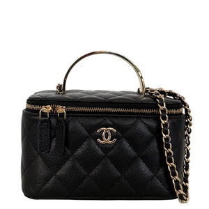 Chanel Vanity A Chain Kaviaarleer goudkleurige hardware Zwart
