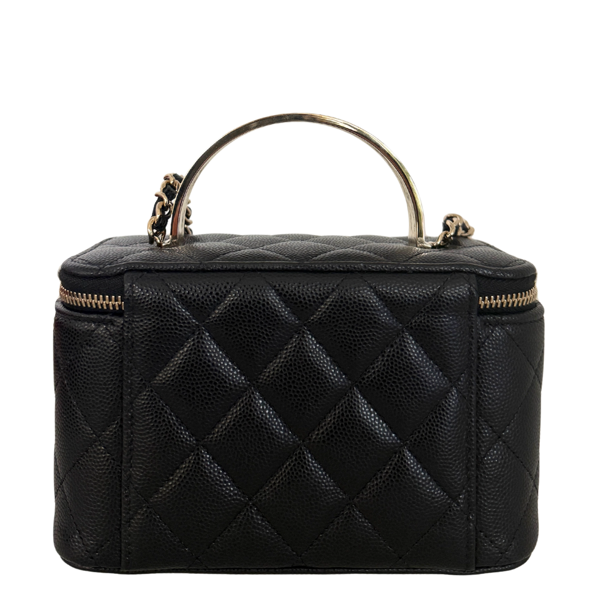 Chanel Vanity A Chain Kaviarleder goldene Hardware Schwarz / sehr gut Chanel