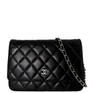 Chanel Wallet on Chain Bag zwart zilverkleurige hardware