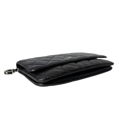 Chanel Wallet on Chain Bag Schwarz silberne Hardware / gut Chanel