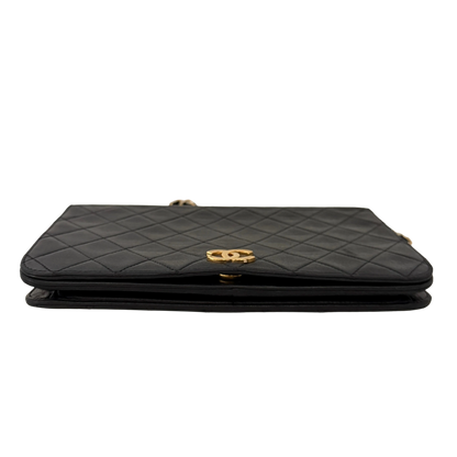 Chanel Timeless Wallet on Chain WOC Lammleder Schwarz / gut Chanel