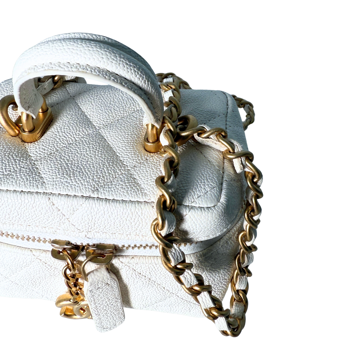 Chanel Mini Top Handle Vanity Tasche Weiß / sehr gut Chanel