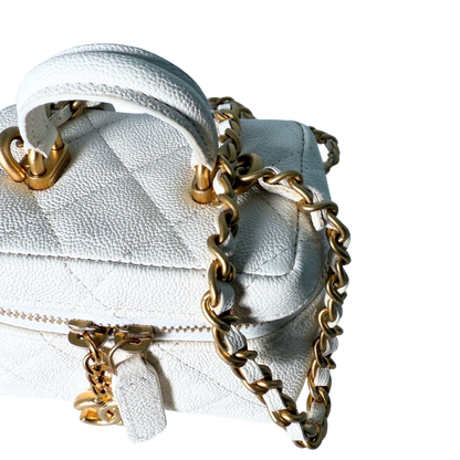 Chanel Mini Top Handle Vanity Tasche Weiß / sehr gut Chanel