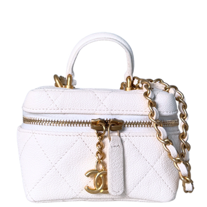 Chanel Mini Top Handle Vanity Tasje Wit