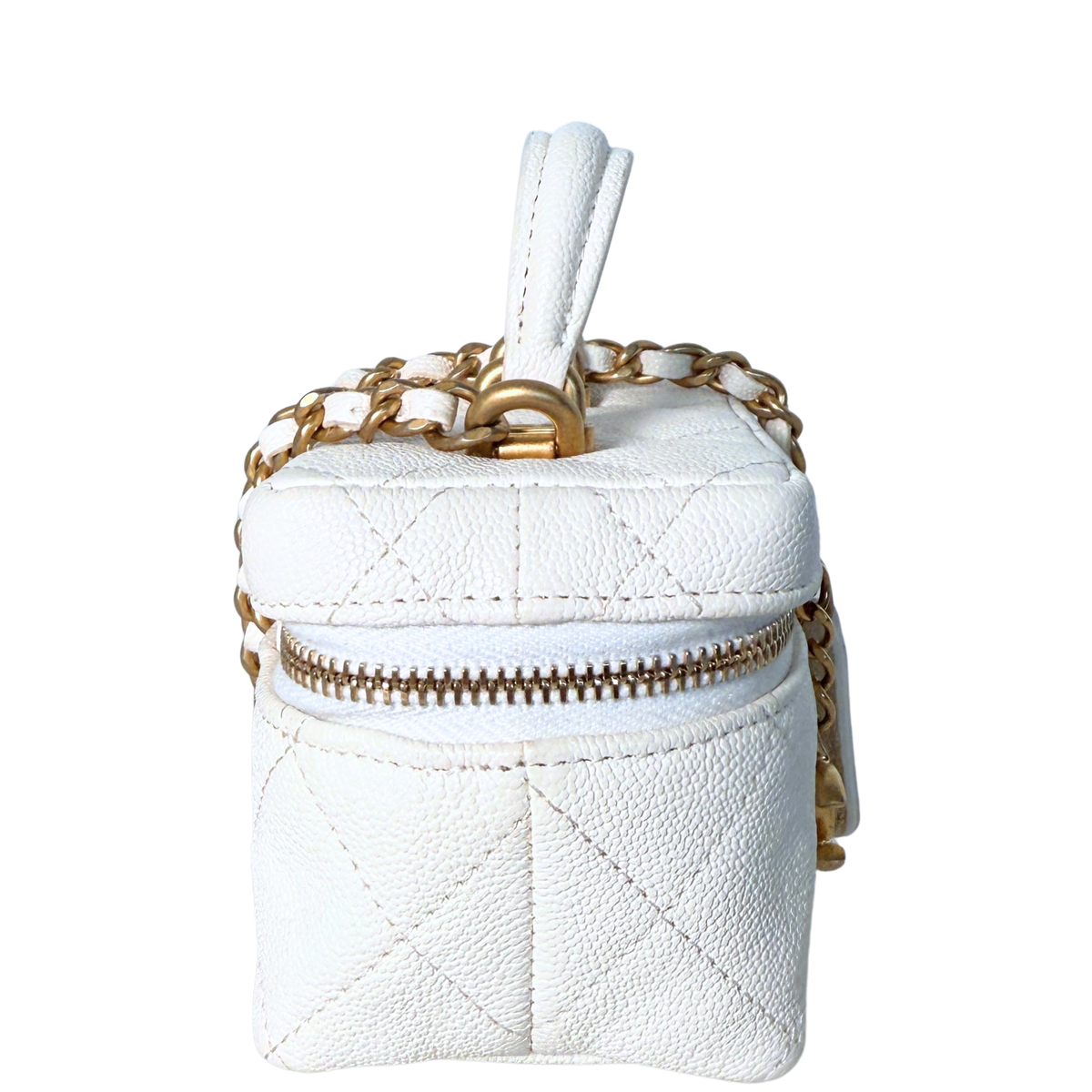 Chanel Mini Top Handle Vanity Tasche Weiß / sehr gut Chanel