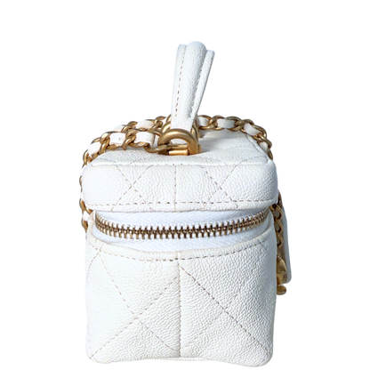Chanel Mini Top Handle Vanity Tasche Weiß / sehr gut Chanel