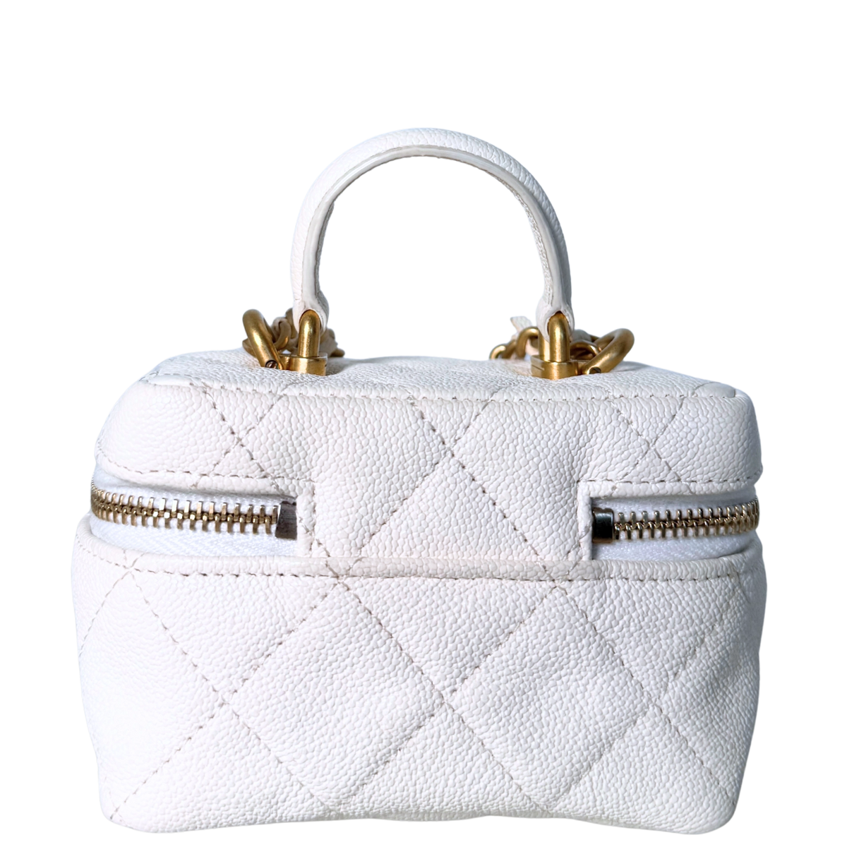 Chanel Mini Top Handle Vanity Tasche Weiß / sehr gut Chanel
