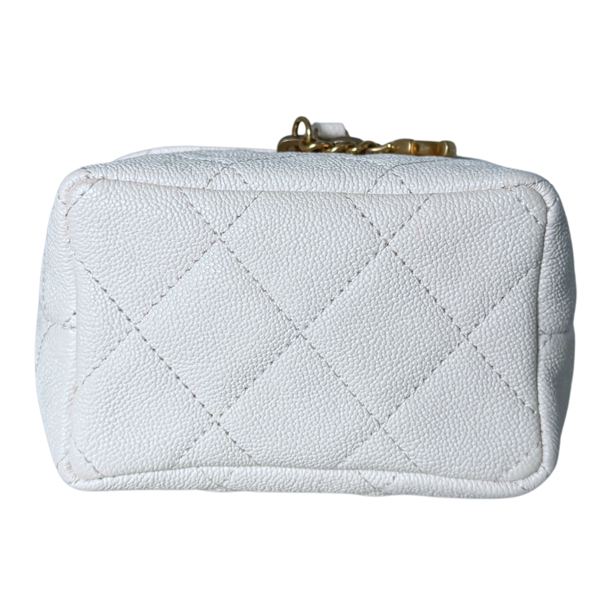 Chanel Mini Top Handle Vanity Tasche Weiß / sehr gut Chanel