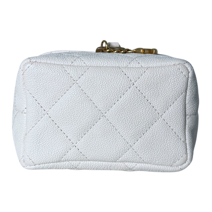 Chanel Mini Top Handle Vanity Tasche Weiß / sehr gut Chanel