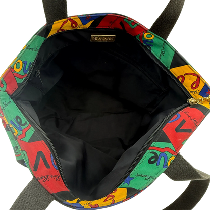 Yves Saint Laurent Love Printed Nylon Handtasche Bunt / gut Saint Laurent