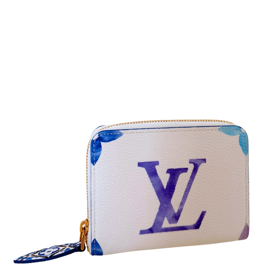 Louis Vuitton Zippy Coin Purse Watercolor Flower Tile Blue Full set / as new