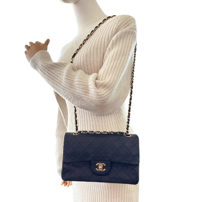 Chanel Timeless Vintage Double Flap Bag Lammleder schwarz Small/ gut Chanel