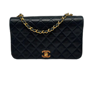Chanel Timeless Single Flap Small donkerblauw lamsleer