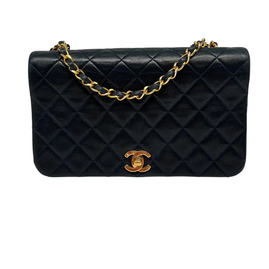 Chanel Timeless Single Flap Small dunkelblaues Lammleder / gut Produkt