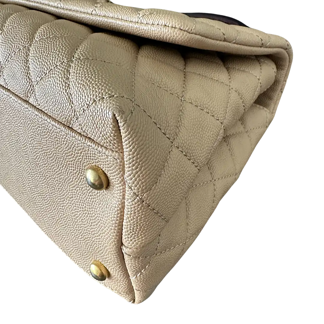 Chanel Coco Handle Medium Beige Caviar Leder Echsengriff Fullset / sehr gut Chanel