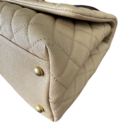 Chanel Coco Handle Medium Beige Caviar Leder Echsengriff Fullset / sehr gut Chanel