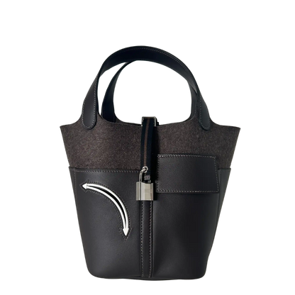 Hermès Picotin Lock 18 Go Swiftleder und Filz Ébène Bluebox Fullset / ungetragen Hermès