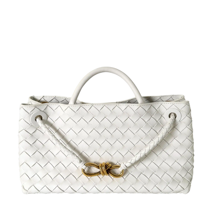 Bottega Veneta East/West Andiamo kleine Tote aus Intrecciato-Leder weiß 2023 / sehr gut Bottega Veneta