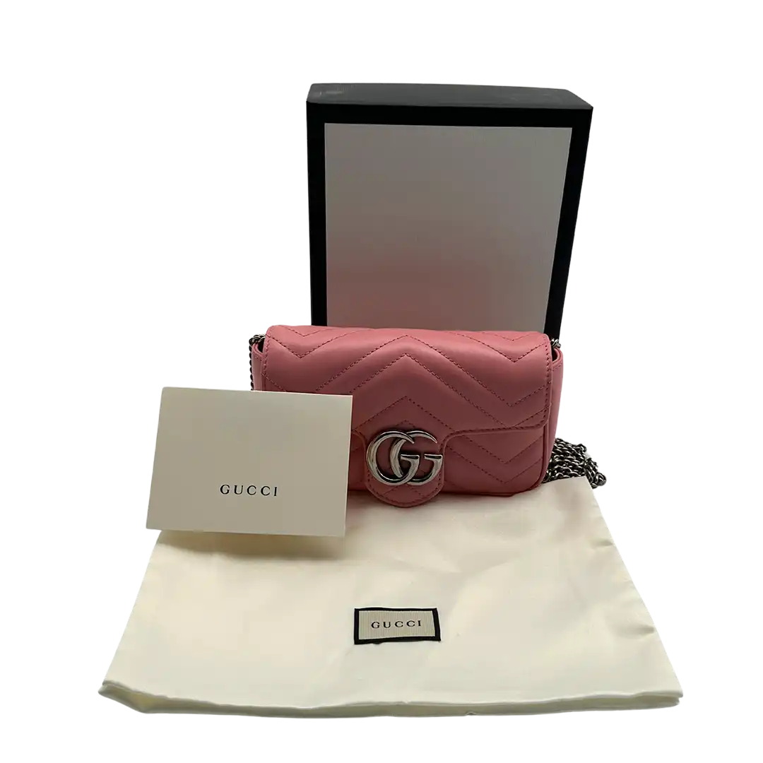 Gucci GG Marmont Matelasse Mini Schultertasche Pastel Pink Fullset / neu Gucci