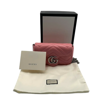 Gucci GG Marmont Matelasse Mini Schultertasche Pastel Pink Fullset / neu Gucci