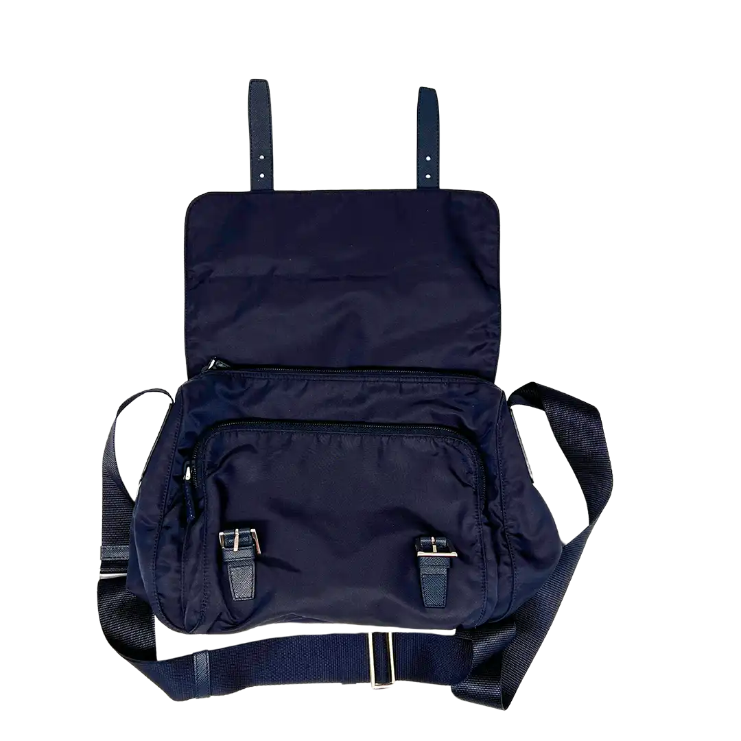 Prada Nylon Messenger Bag Schultertasche navy / neuwertig Prada