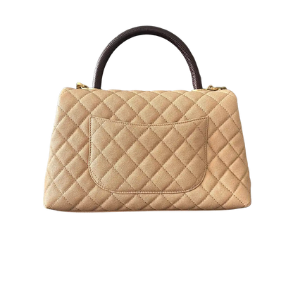 Chanel Coco Handle Medium Beige Caviar Leder Echsengriff Fullset / sehr gut Chanel