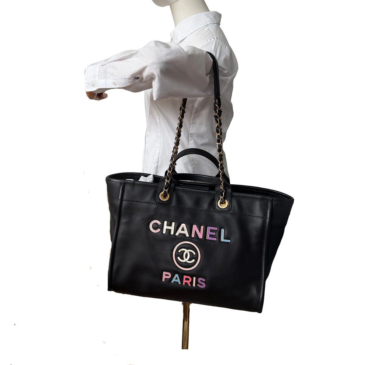 Chanel Deauville Leder Multicolor Tote Bag / sehr gut Chanel