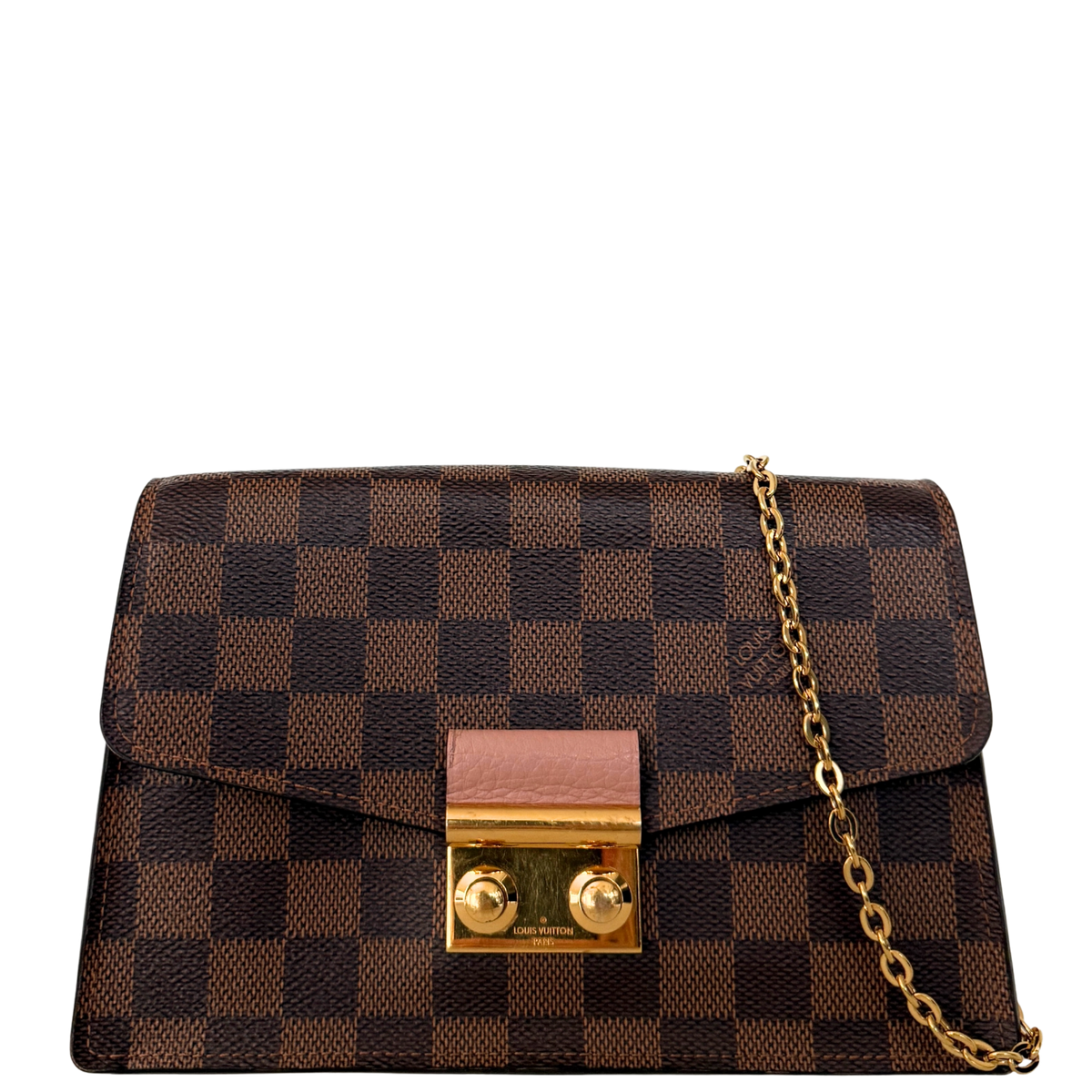 Louis Vuitton Croisette Wallet on Chain Damier Ebene Bruin