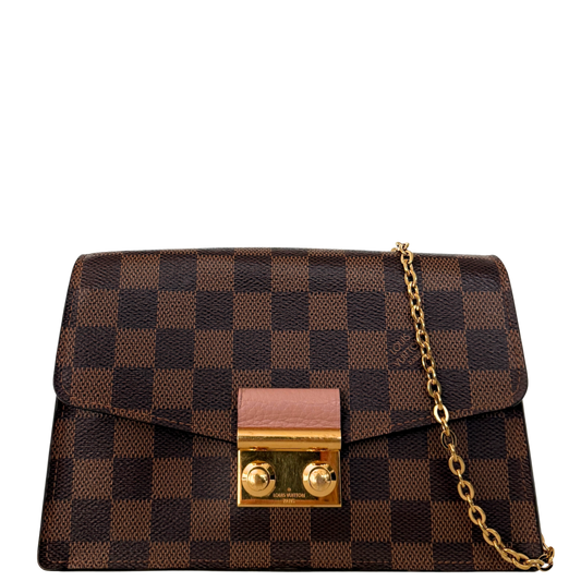 Louis Vuitton Croisette Wallet on Chain Damier Ebene Brown / very good