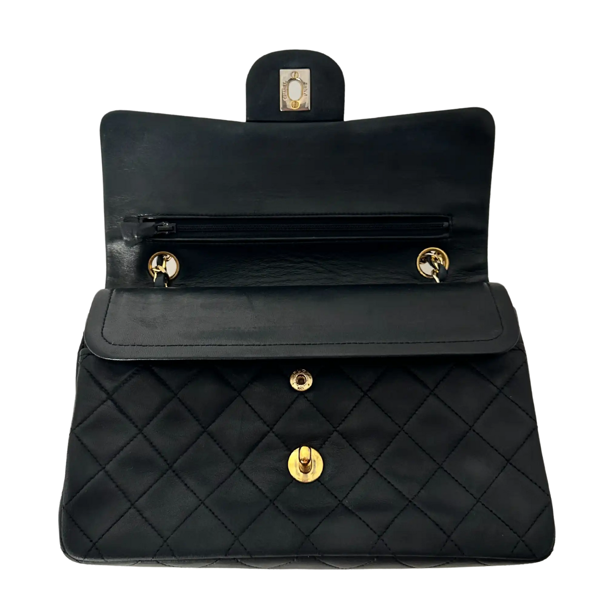 Chanel Timeless Vintage Double Flap Bag Lammleder schwarz Small/ gut Chanel