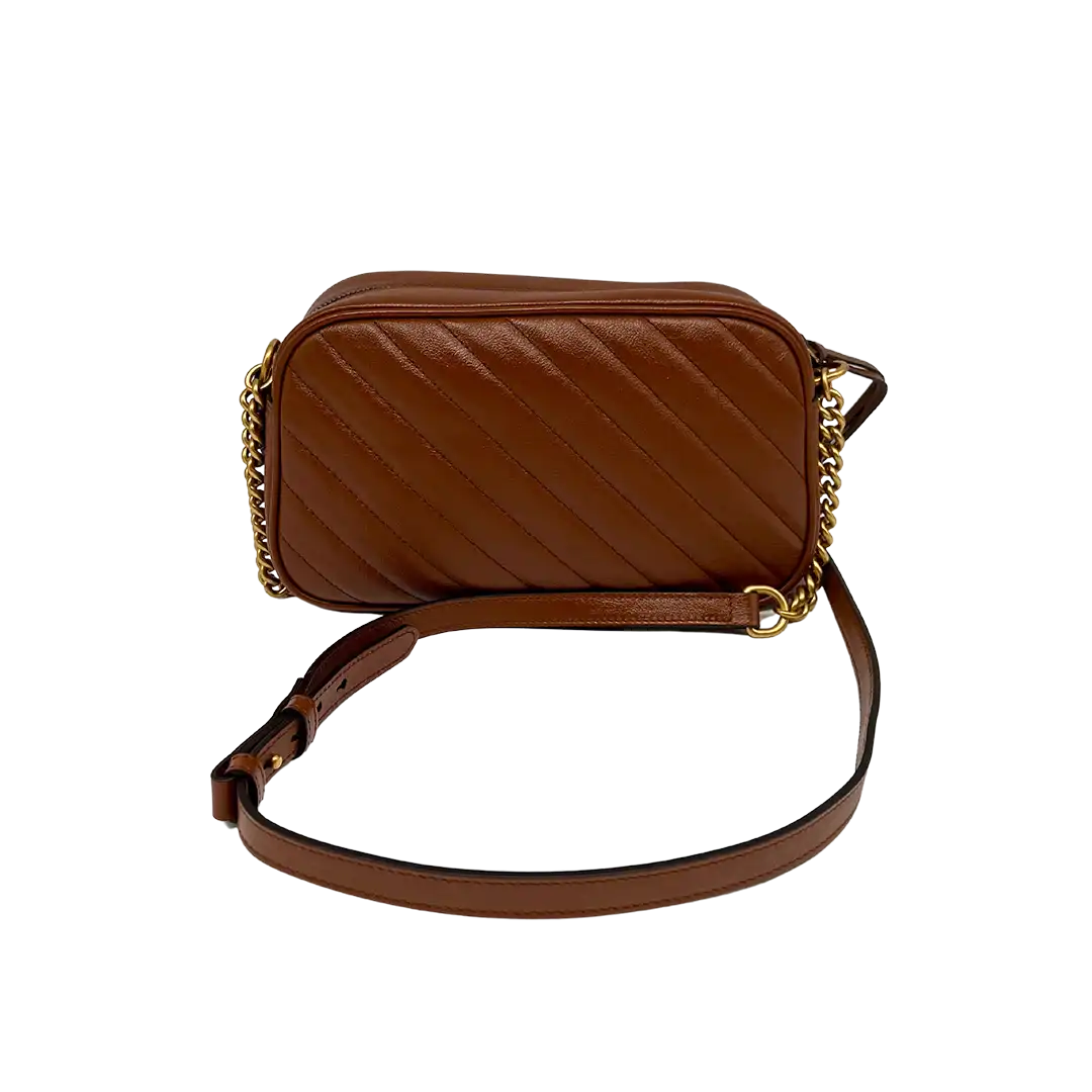 Gucci GG Marmont mittelgroß Matelassé-Leder Umhängetasche braun / sehr gut Gucci