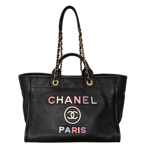 Chanel Deauville Leren Multicolor Tote Bag