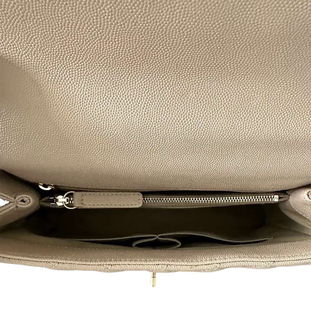 Chanel Coco Handle Medium Beige Caviar Leder Echsengriff Fullset / sehr gut Chanel