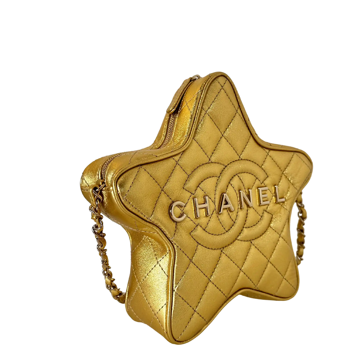 Chanel  Metallic Lammleder Quilted Walk Of Fame Star Bag Gold / neuwertig Chanel