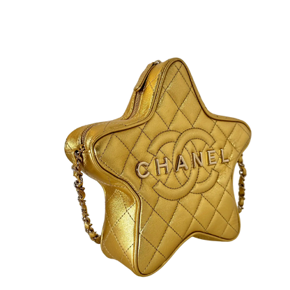 Chanel  Metallic Lammleder Quilted Walk Of Fame Star Bag Gold / neuwertig Chanel