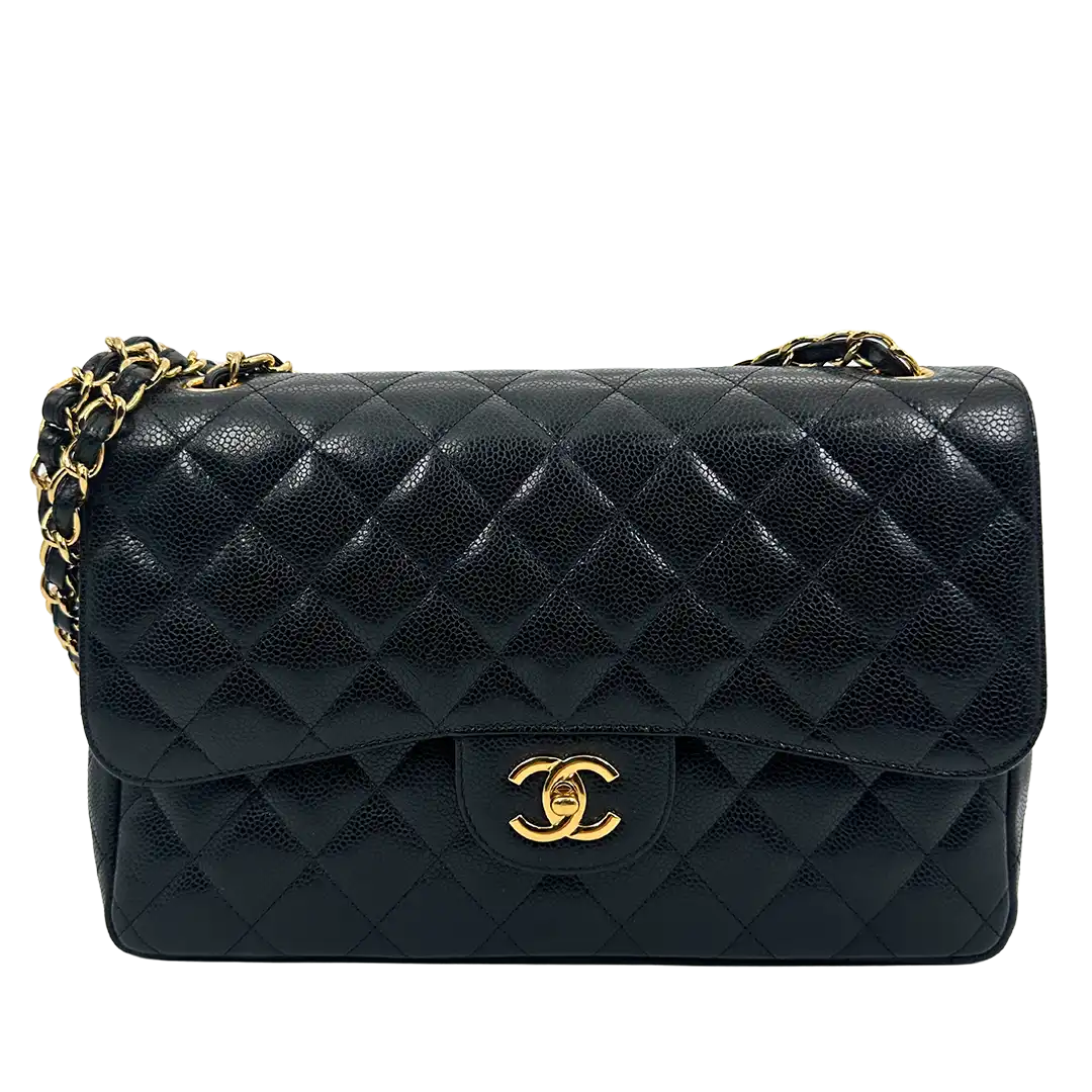 Chanel Timeless Jumbo Double Flap Bag 2011 schwarz Kaviarleder Fullset / sehr gut Chanel