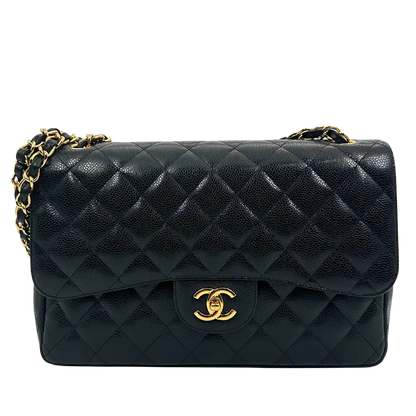 Chanel Timeless Jumbo Double Flap Bag 2011 schwarz Kaviarleder Fullset / sehr gut Chanel