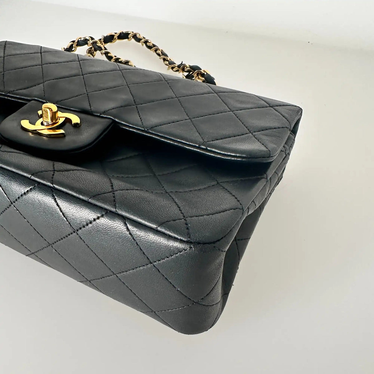 Chanel Timeless Vintage Double Flap Bag Lammleder schwarz Small/ gut Chanel