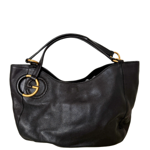 Gucci tote bag van kalfsleer, zwart met goudkleurige hardware