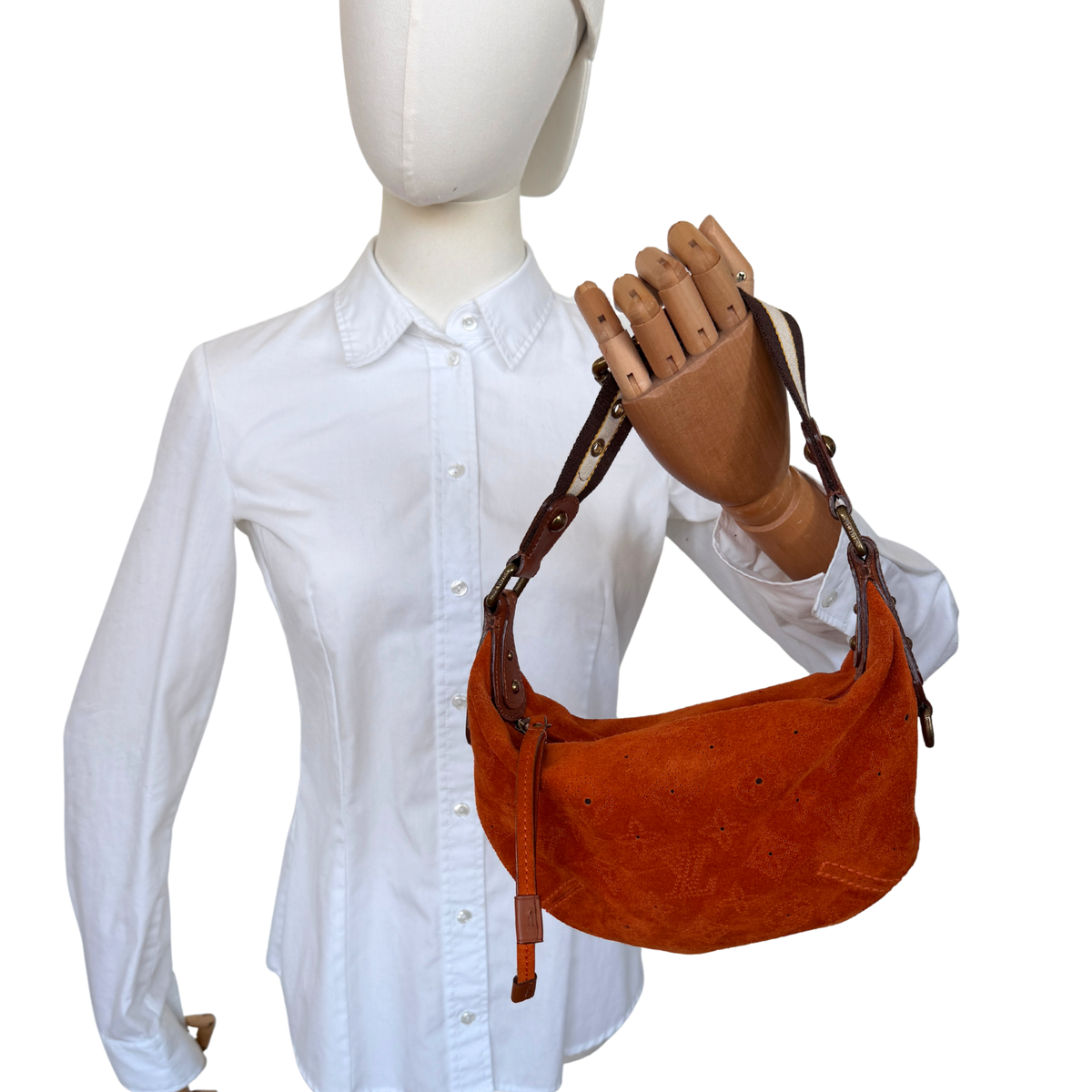 Louis Vuitton Limited Edition Orange Monogram Suede Onatah PM Bag / neuwertig Louis Vuitton