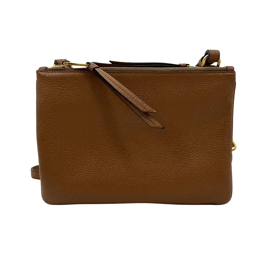 Prada Vitello Phenix Cannella braune Leder Crossbody Tasche / neuwertig Prada
