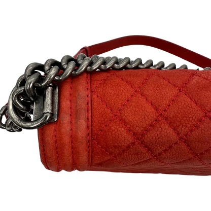 Chanel Boy Tasche Large Kaviar Wildleder rot / gut Chanel