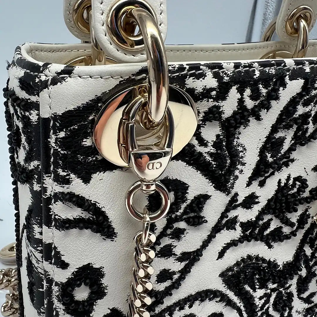 Christian Dior Mini Lady Dior floral bedruckt und bestickt Off white / sehr gut Dior